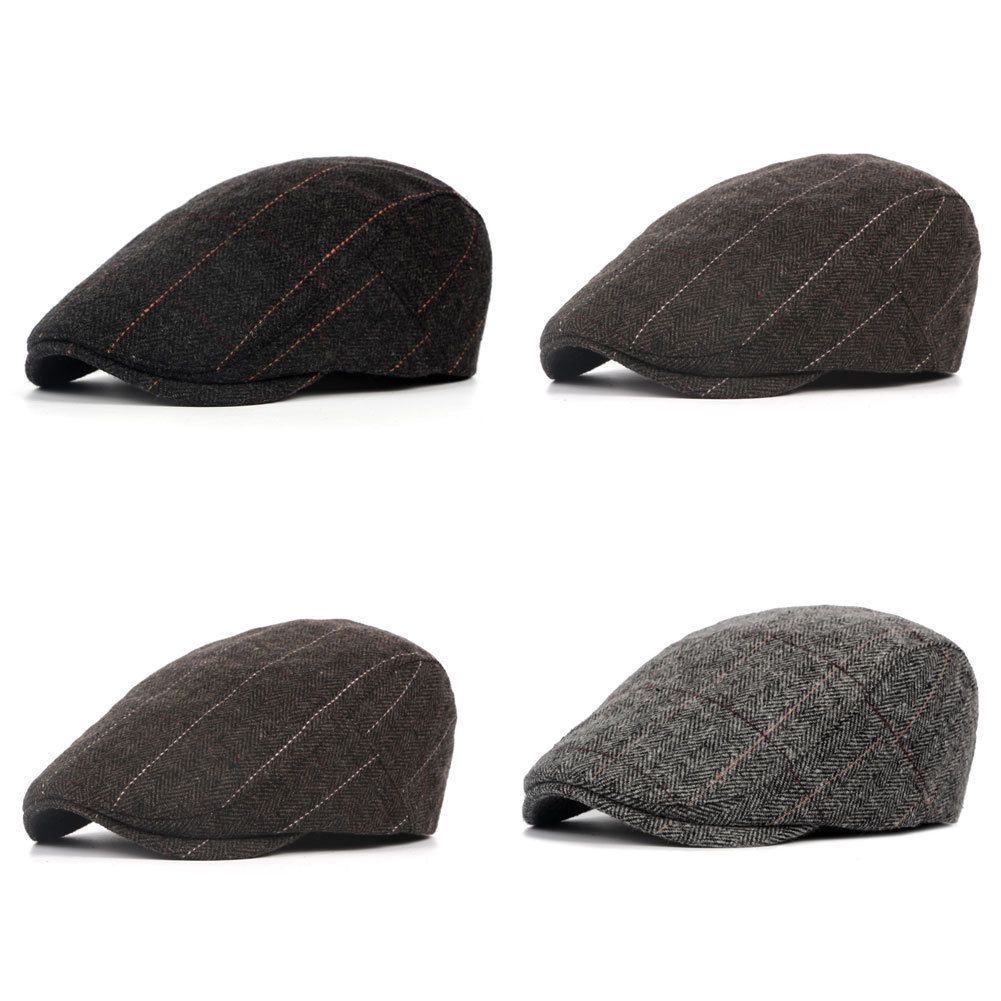 Chic Men Flat Beret Herringbone Cap Peaky Blinders Newsboy Baker Boy