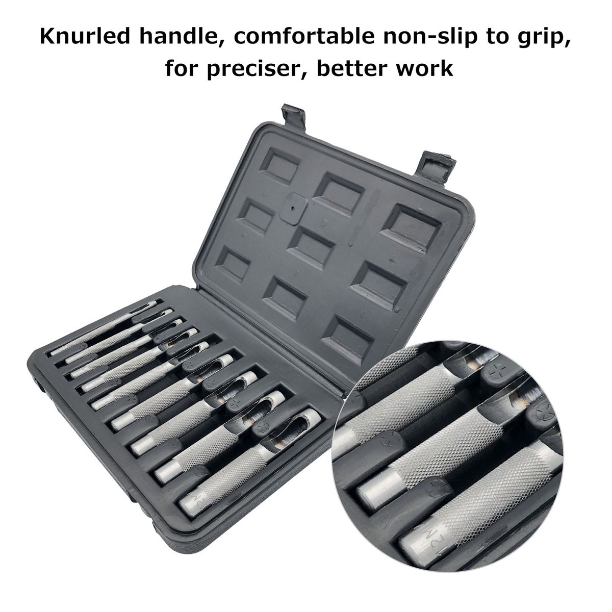 9pcs Leather Hollow Punch Set Leather Hole Punch Tool 3-12mm