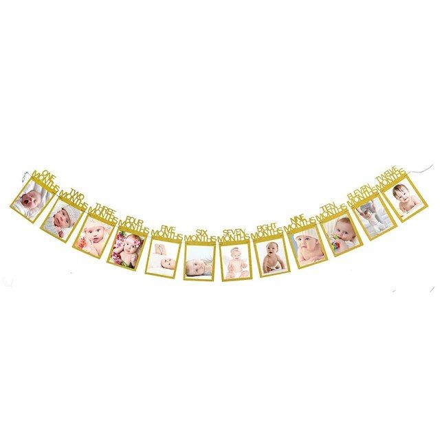 12 Months Photo Frame Banner First Happy Birthday