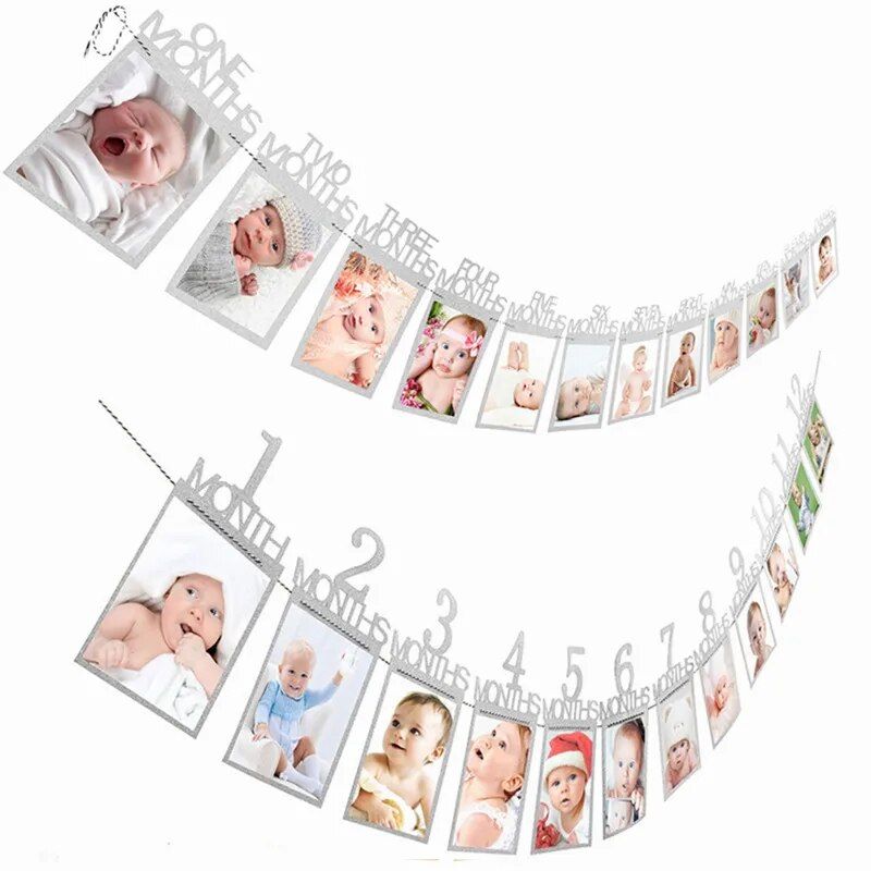 12 Months Photo Frame Banner First Happy Birthday