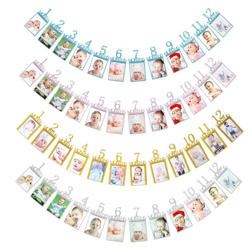 12 Months Photo Frame Banner First Happy Birthday