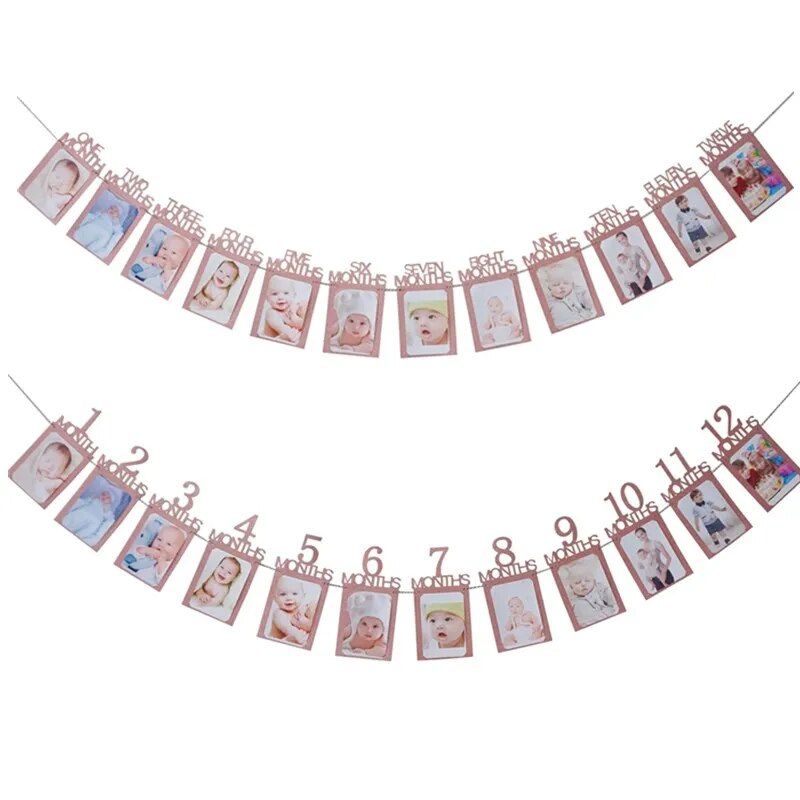 12 Months Photo Frame Banner First Happy Birthday