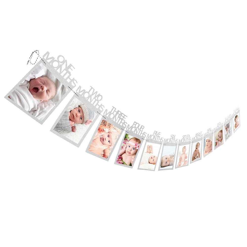 12 Months Photo Frame Banner First Happy Birthday