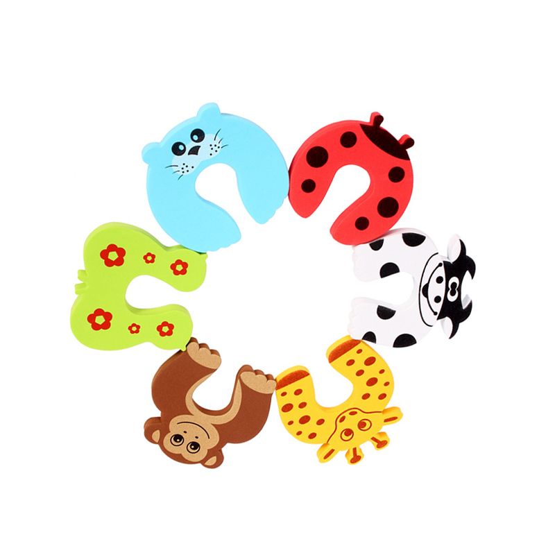 8 PCS Ladybug Tiger Giraffe Butterfly Monkey Seals Cows Cartoon Baby Safety Gate Card Baby Door Stopper