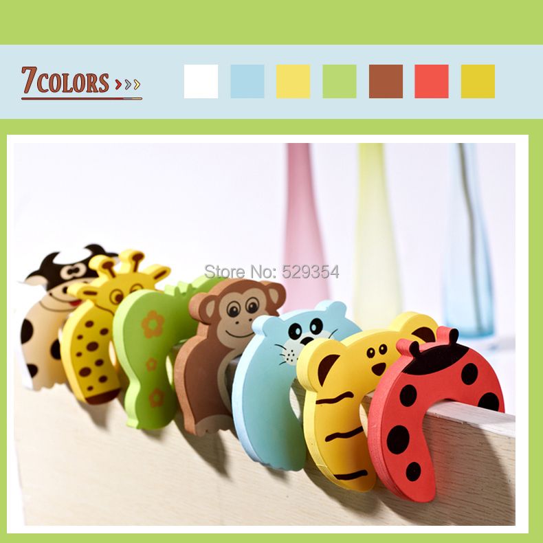 8 PCS Ladybug Tiger Giraffe Butterfly Monkey Seals Cows Cartoon Baby Safety Gate Card Baby Door Stopper