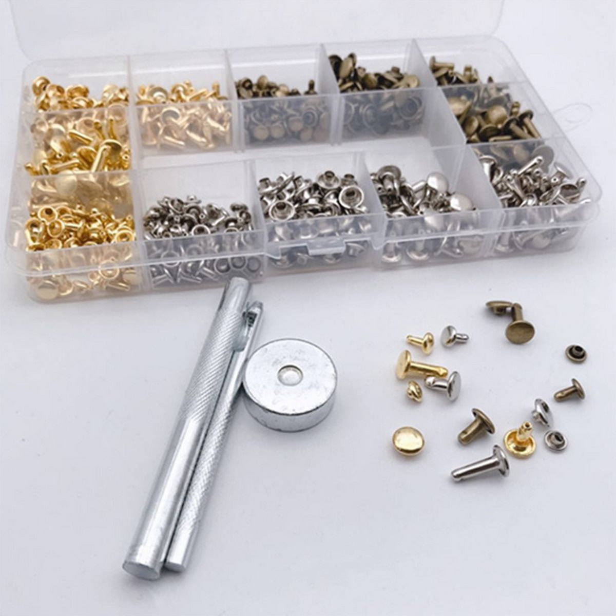 300 Sets Leather Rivets Double Cap Rivet Tubular Metal Studs