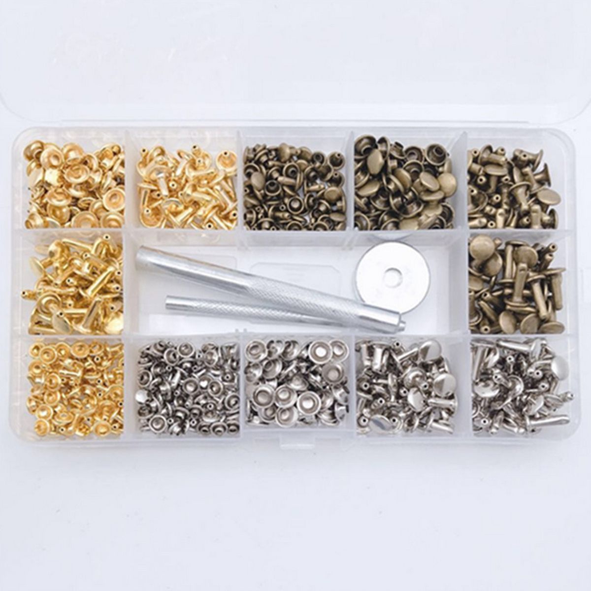 300 Sets Leather Rivets Double Cap Rivet Tubular Metal Studs