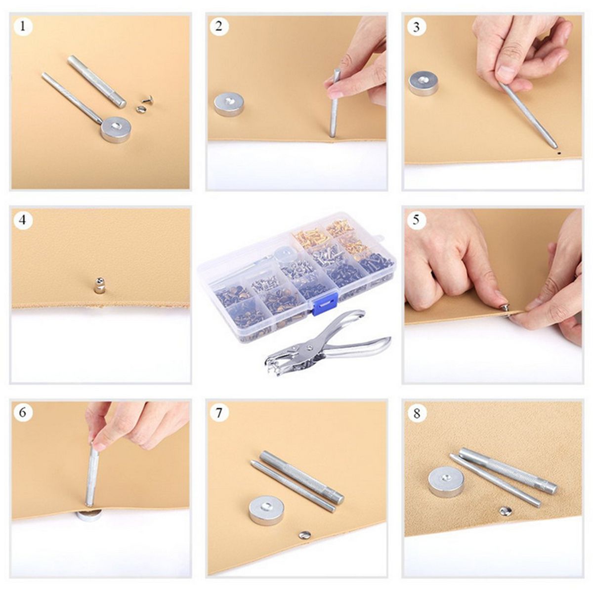 300 Sets Leather Rivets Double Cap Rivet Tubular Metal Studs