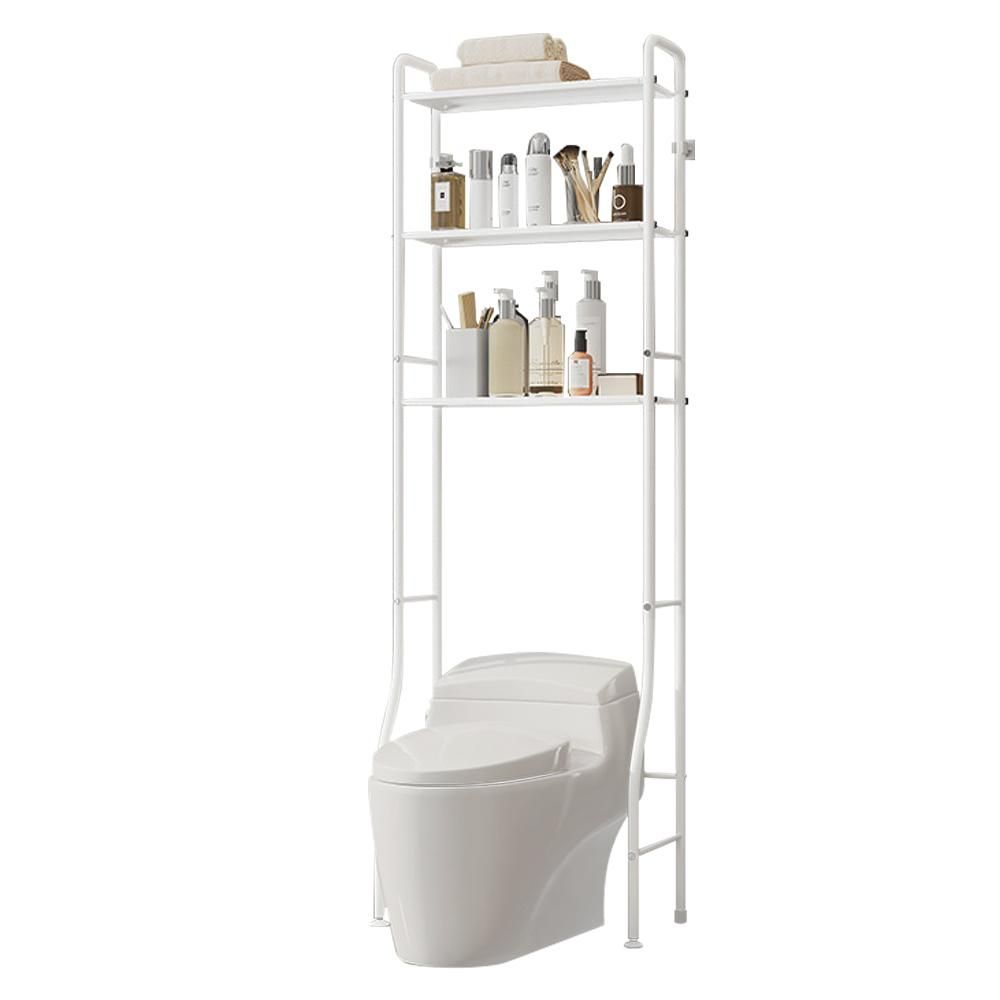 Over the Toilet Storage 3-Tier Over Toilet Bathroom Organizer Over Washing Machine Rack Bathroom Shelf White
