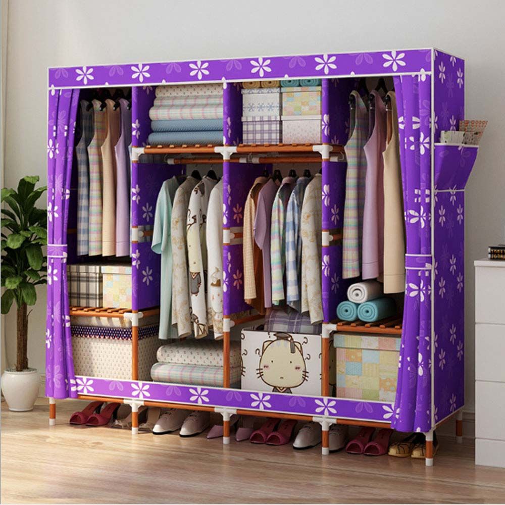 Large Capacity Portable Multifunctional Wooden Wardrobe
