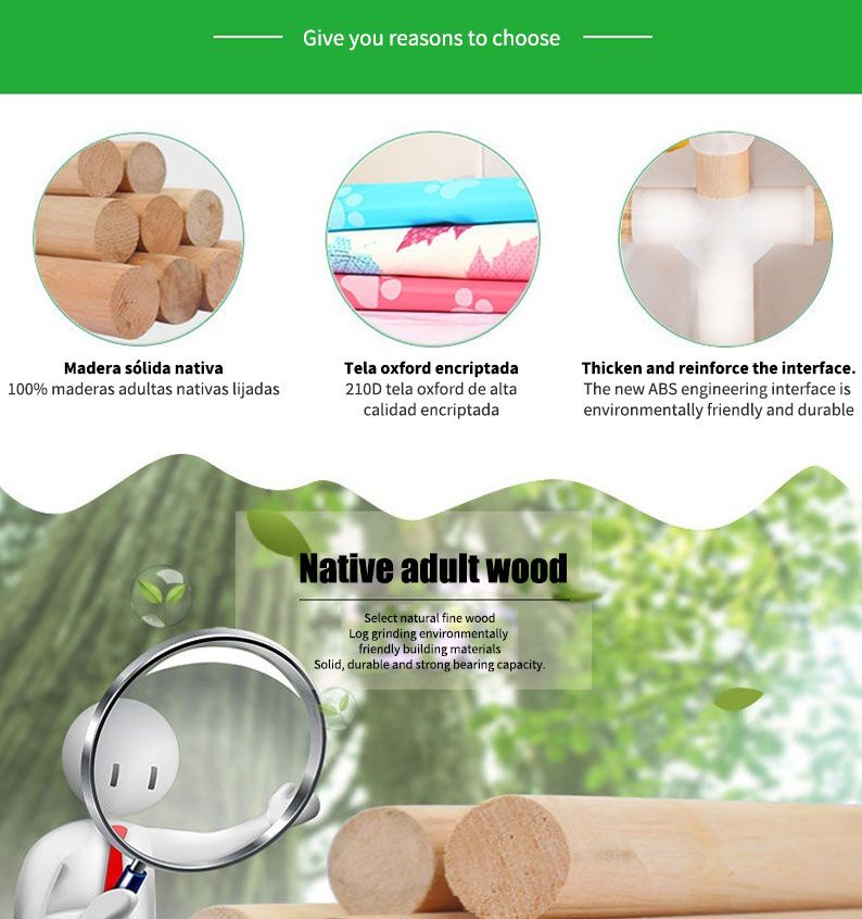 Large Capacity Portable Multifunctional Wooden Wardrobe