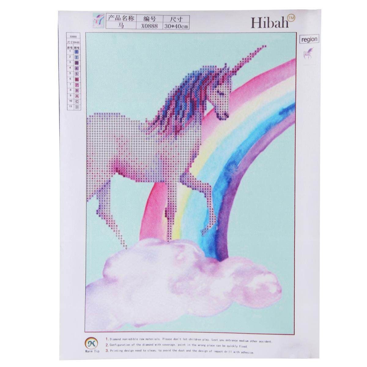 Cartoon Pink Unicorn Canvas Poster Pegasus Frameless Diamond Rainbow Horse A