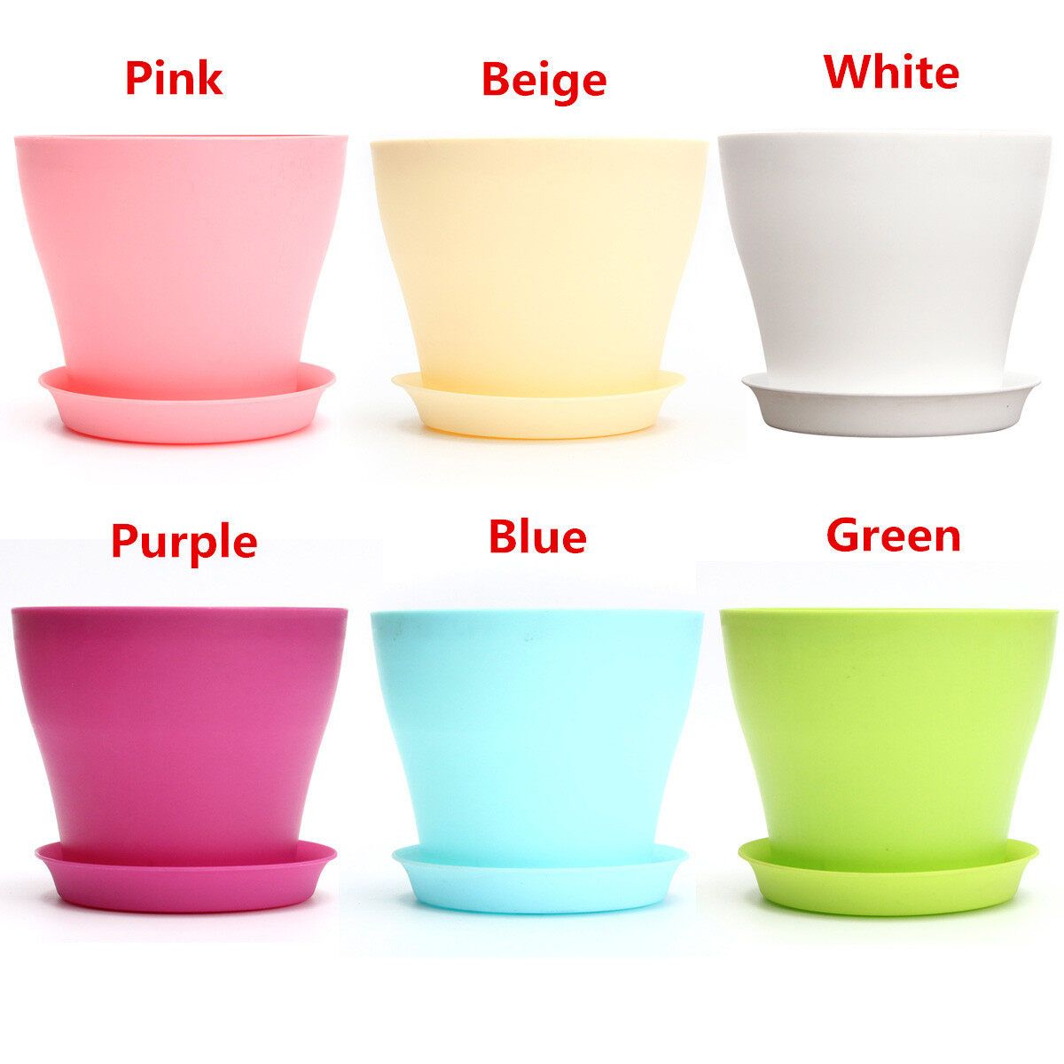 Decorative Flower Pots Gloss Plastic Plant Pots Planter Saucer Tray Blue