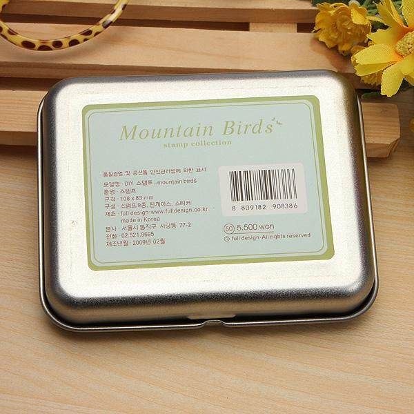 Multi Style DIY Rubber Stamp Drawing Stamper Set Kids Children + Tin Case Bird