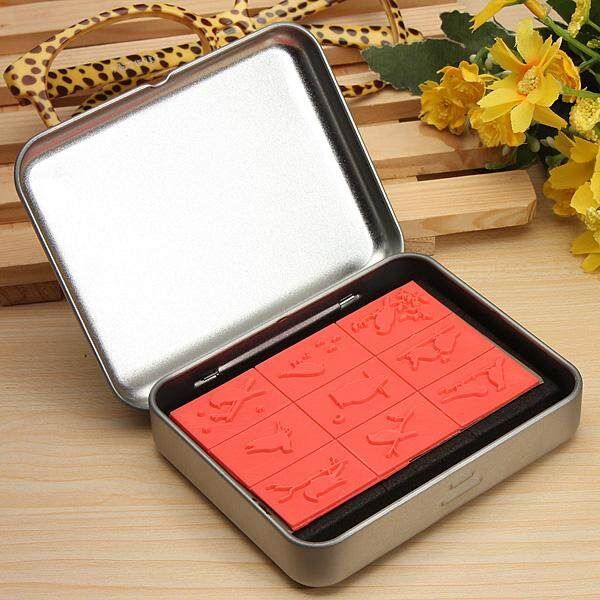 Multi Style DIY Rubber Stamp Drawing Stamper Set Kids Children + Tin Case Bird