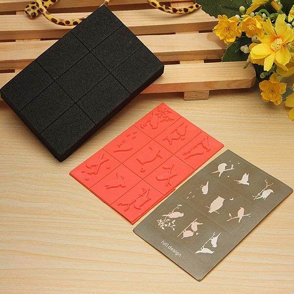 Multi Style DIY Rubber Stamp Drawing Stamper Set Kids Children + Tin Case Bird