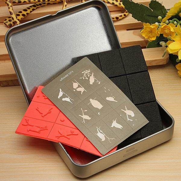 Multi Style DIY Rubber Stamp Drawing Stamper Set Kids Children + Tin Case Bird