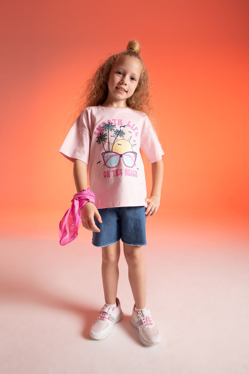Girl Casual Relax Fit Denim Short - Blue