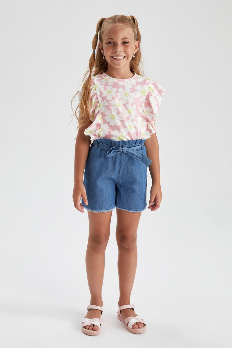Girl Casual Relax Fit Denim Short - Blue