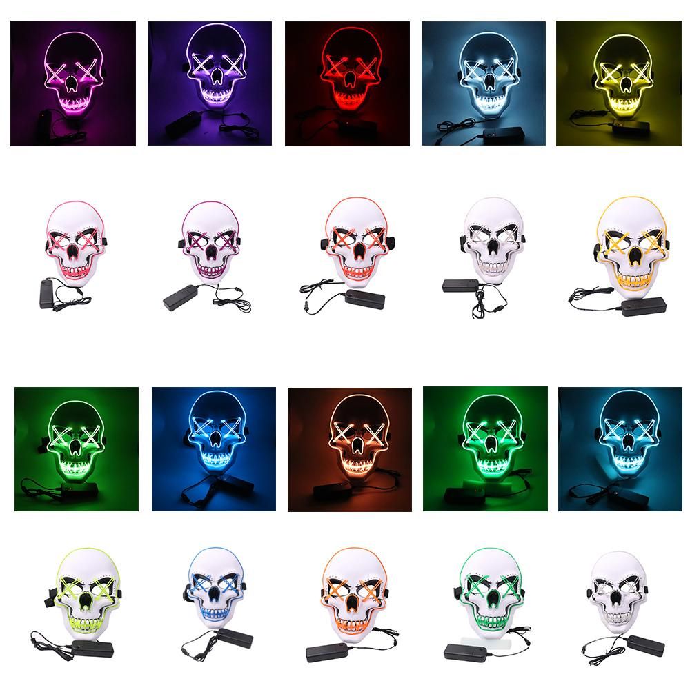 Halloween Party Mask LED Scary Flash Mask EL Line Light Mask Cosplay Mask Party Clothing Mask Supplies Multi-color Optional