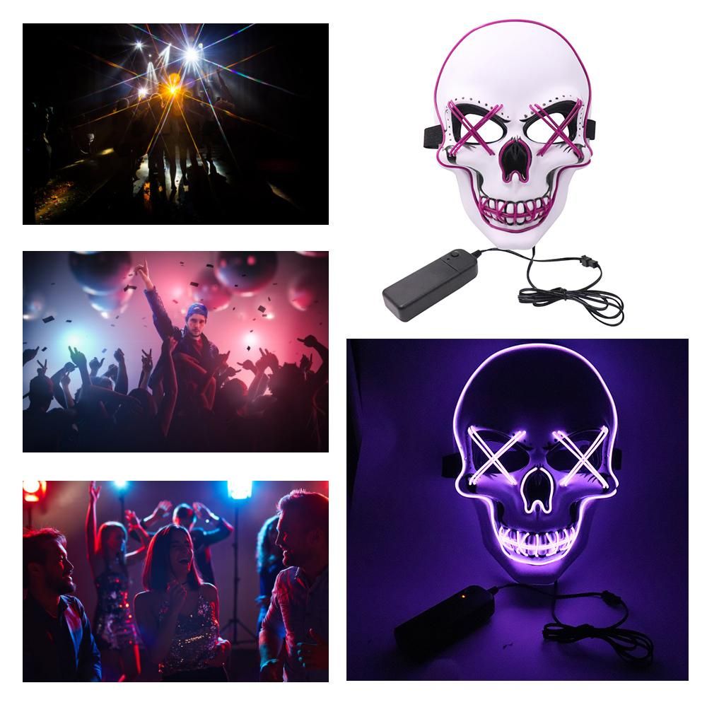 Halloween Party Mask LED Scary Flash Mask EL Line Light Mask Cosplay Mask Party Clothing Mask Supplies Multi-color Optional