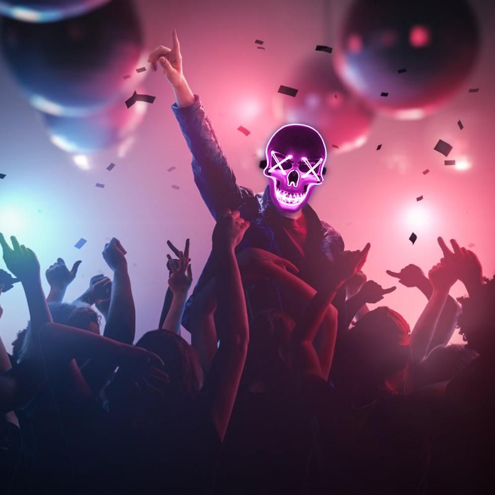 Halloween Party Mask LED Scary Flash Mask EL Line Light Mask Cosplay Mask Party Clothing Mask Supplies Multi-color Optional