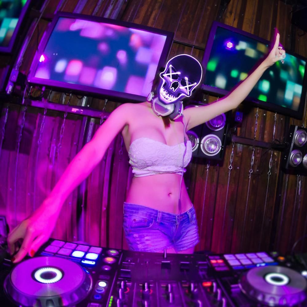 Halloween Party Mask LED Scary Flash Mask EL Line Light Mask Cosplay Mask Party Clothing Mask Supplies Multi-color Optional