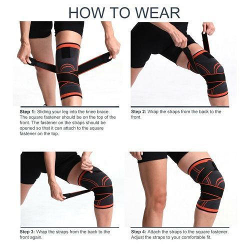 Black Knee Protective Padding Sports Pressure Strap Fitness