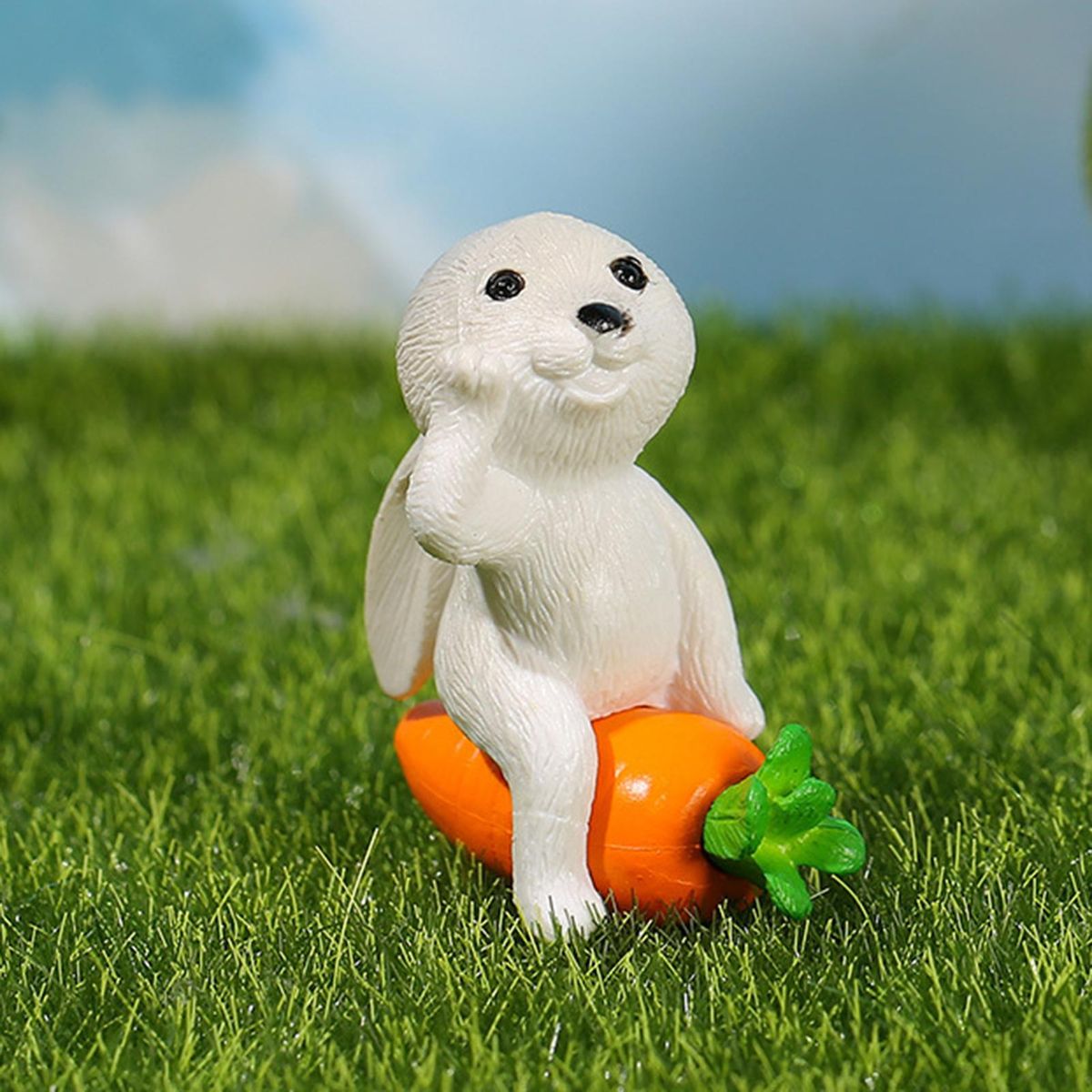 Landscape Ornament White Rabbit Carrot Resin Decoration Craft