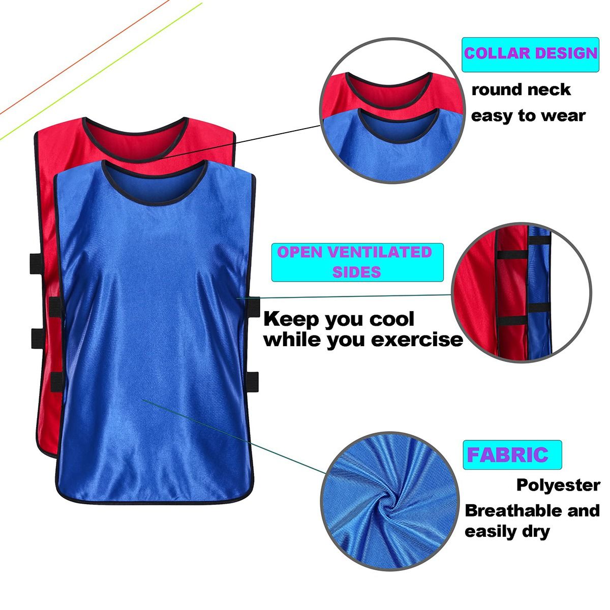12 Pack Dodgeball Game Vests Soccer Practice Jerseys