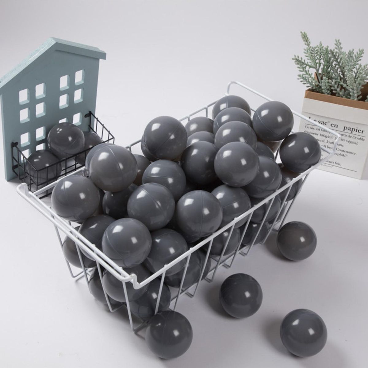 100Pcs Pit Balls Colorful Design Ocean Balls Dark Gray