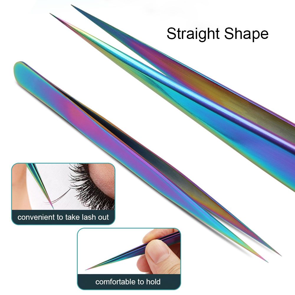 3 Pieces Eyelash Extension Tweezers Set Stainless Steel