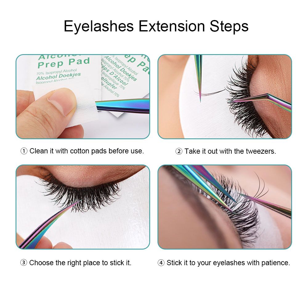 3 Pieces Eyelash Extension Tweezers Set Stainless Steel