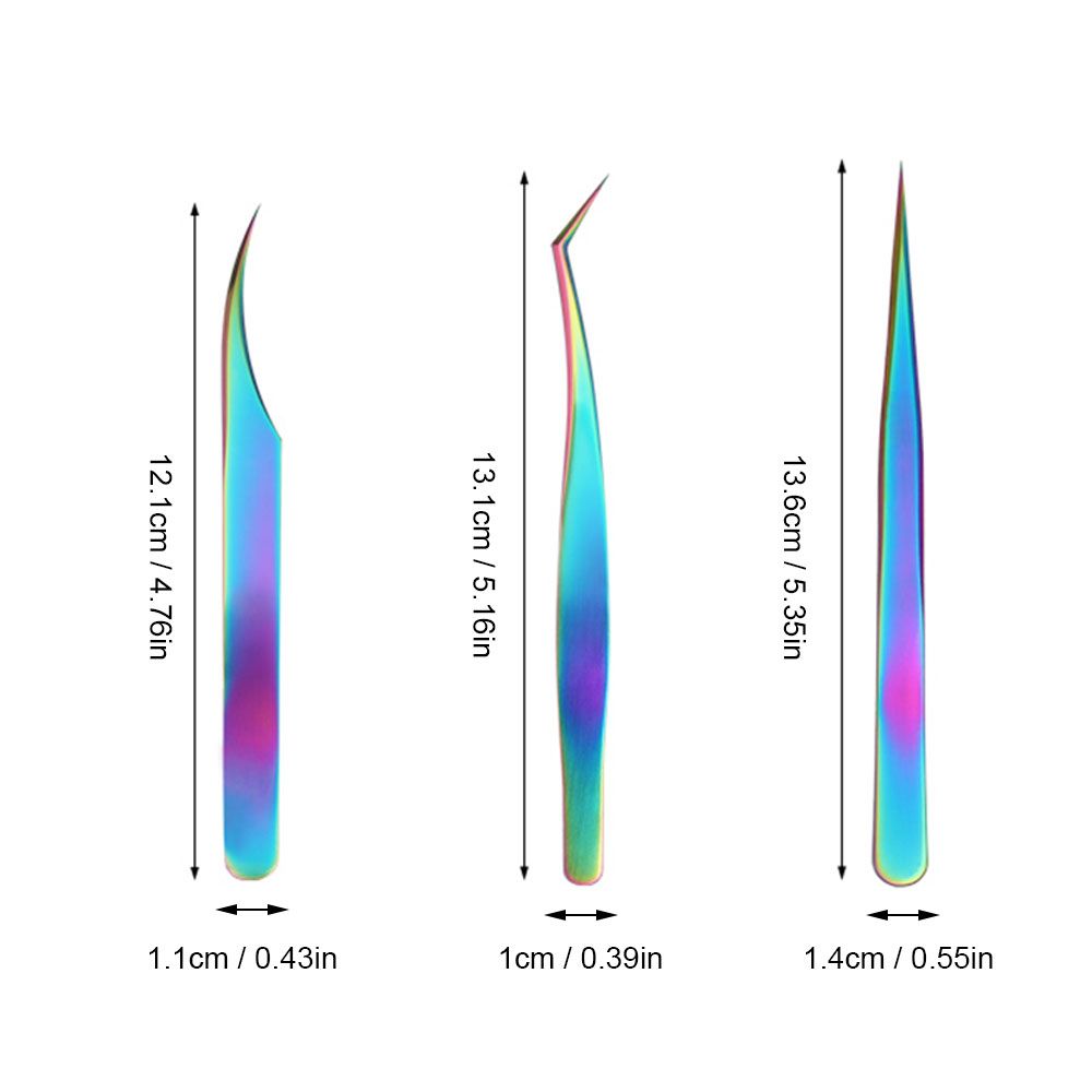 3 Pieces Eyelash Extension Tweezers Set Stainless Steel