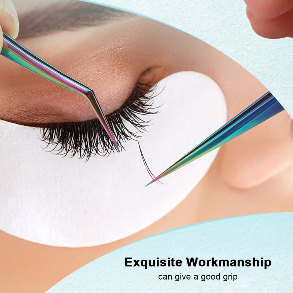 3 Pieces Eyelash Extension Tweezers Set Stainless Steel
