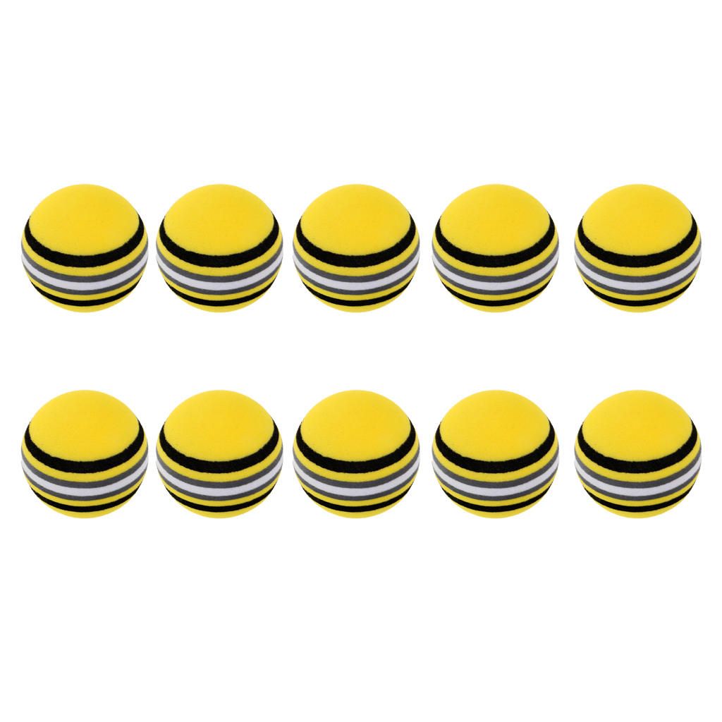 10 Pieces EVA Foam Sponge Golf Balls For Swing Practice Yellow