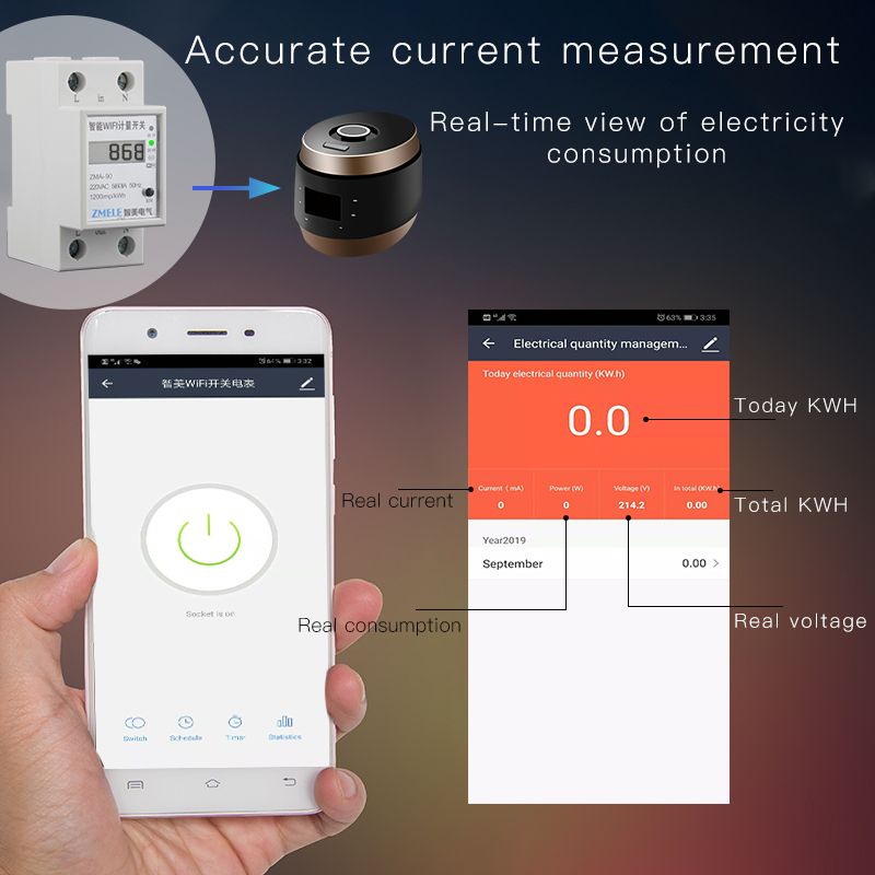 WiFi Smart Power Meter Switch Power Consumption Energy
