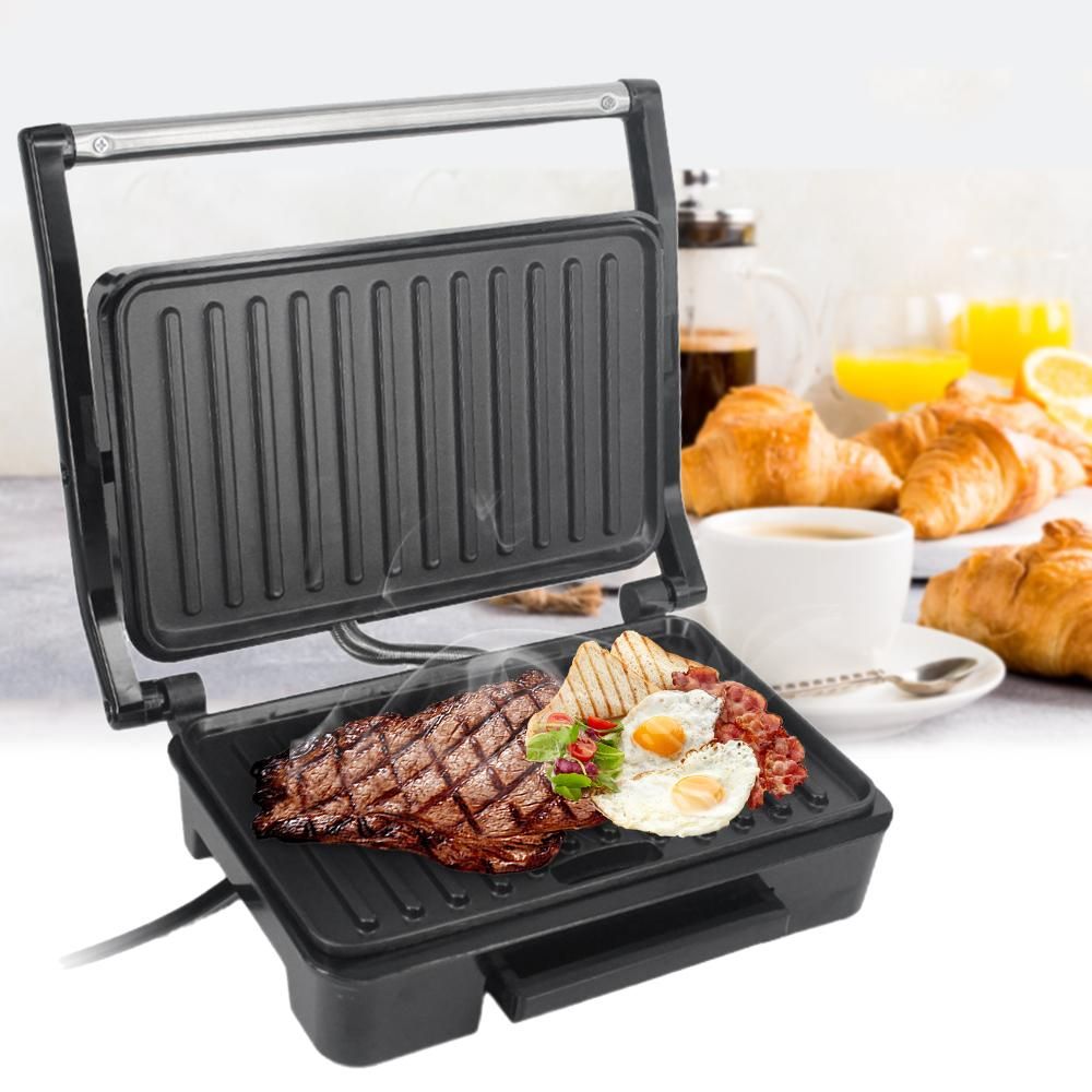 Panini Maker Household Stainless Steel 850W High Power Nonstick Pan Steak Machine Sandwich Machine Barbecue Machine Breakfast Machine