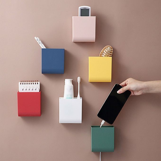 Remote  Ontrol Storage Box Wall Hanging Organizer Multi-fun Tional Box-white