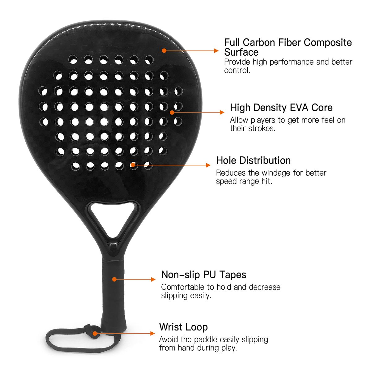Full Carbon Fiber Padel Racket Paddleball Racquet Beach