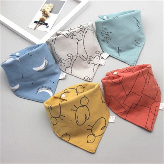 5pcs Triangle Cotton Bbs Burb Saliva Towel Feeding Apron