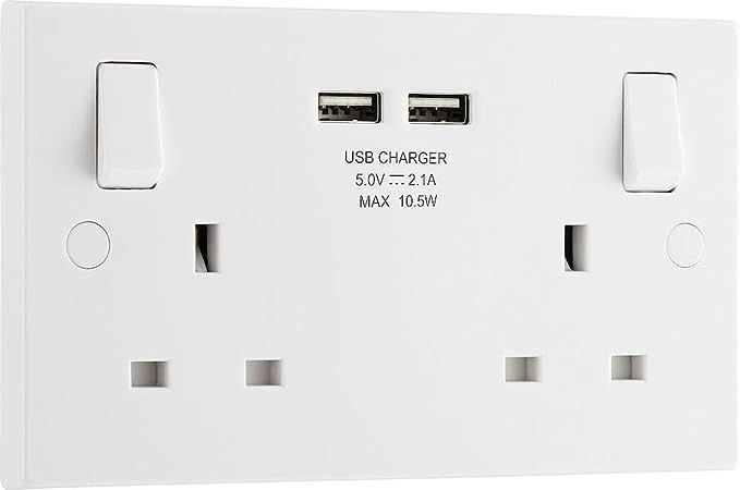 Double SP, Switched + 2X USB (2.1A) Round Edge