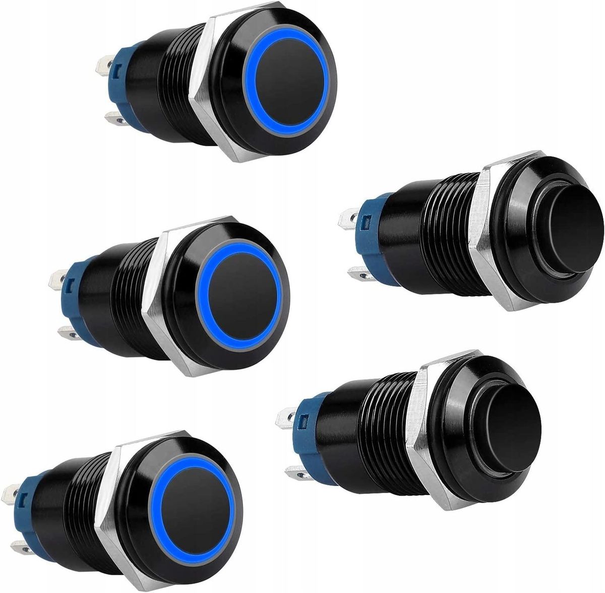 5PCS 12mm Latching Push Button Switch 5A 12V DC 1NO1NC SPST