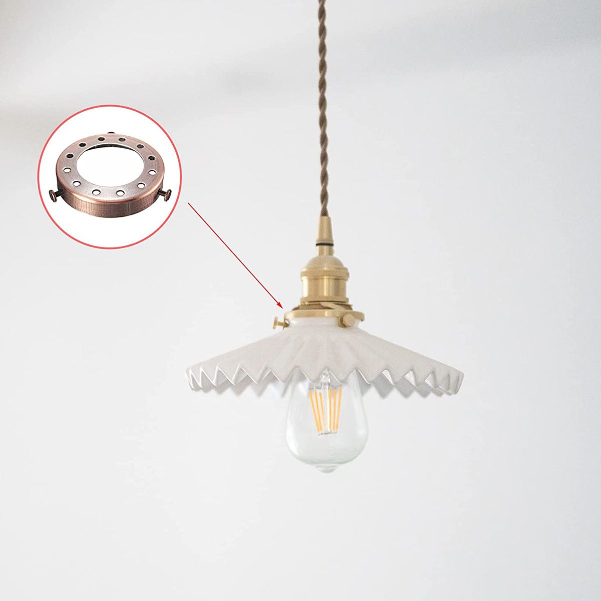 4Pcs Lamp Retro Pendant Light Holder Chandelier Wall Lamp Accessories 70X13mm276X051In Black