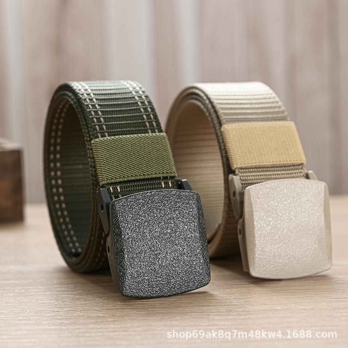 Nylon Belt Casual Sports Belt Automatic Buckle Outdoor Sports Training Belt Pants Belt 3.8cm in Width Black