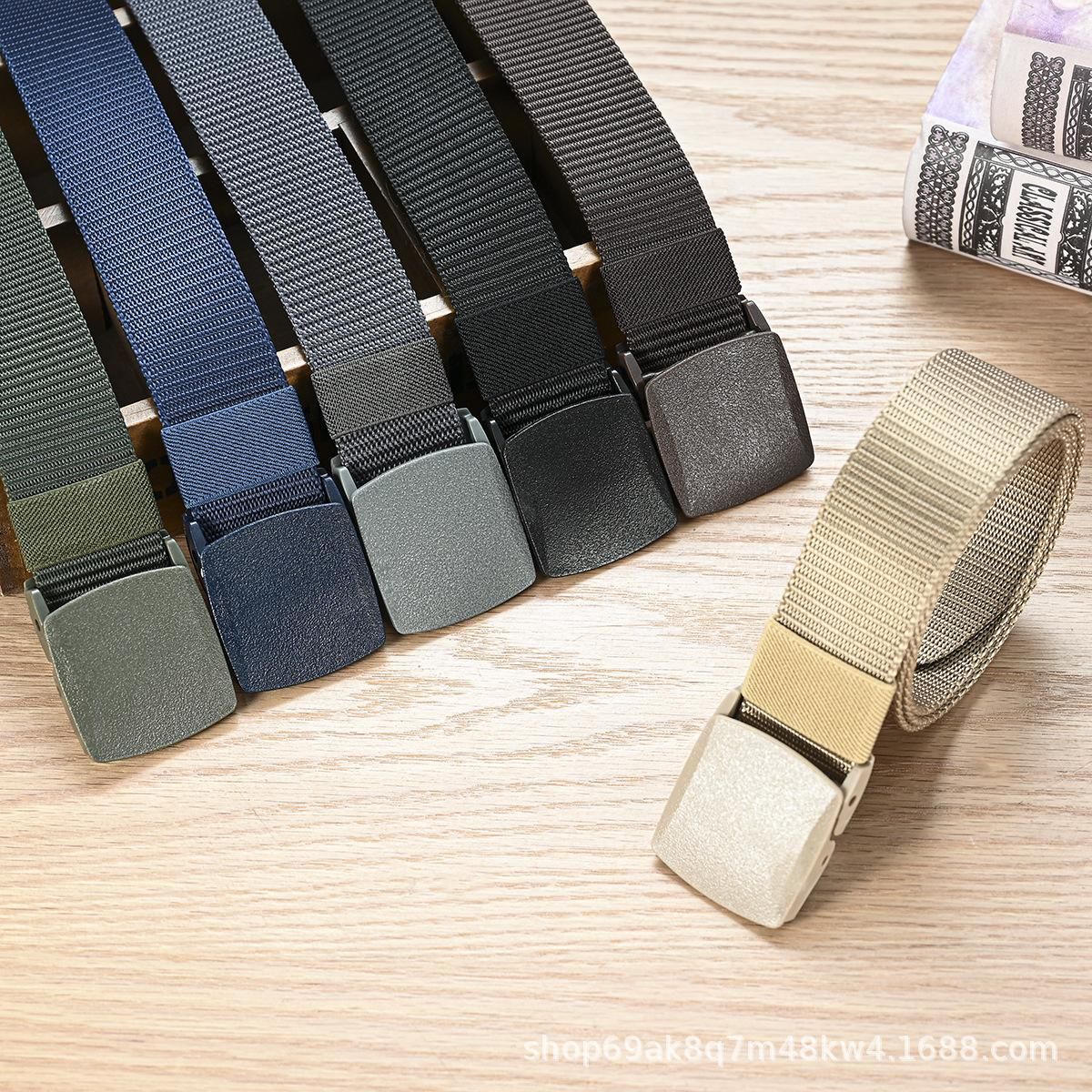 Nylon Belt Casual Sports Belt Automatic Buckle Outdoor Sports Training Belt Pants Belt 3.8cm in Width Black