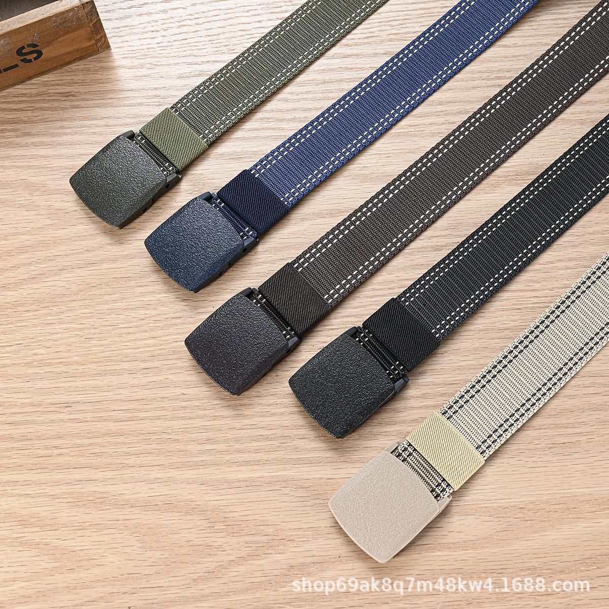 Nylon Belt Casual Sports Belt Automatic Buckle Outdoor Sports Training Belt Pants Belt 3.8cm in Width Black