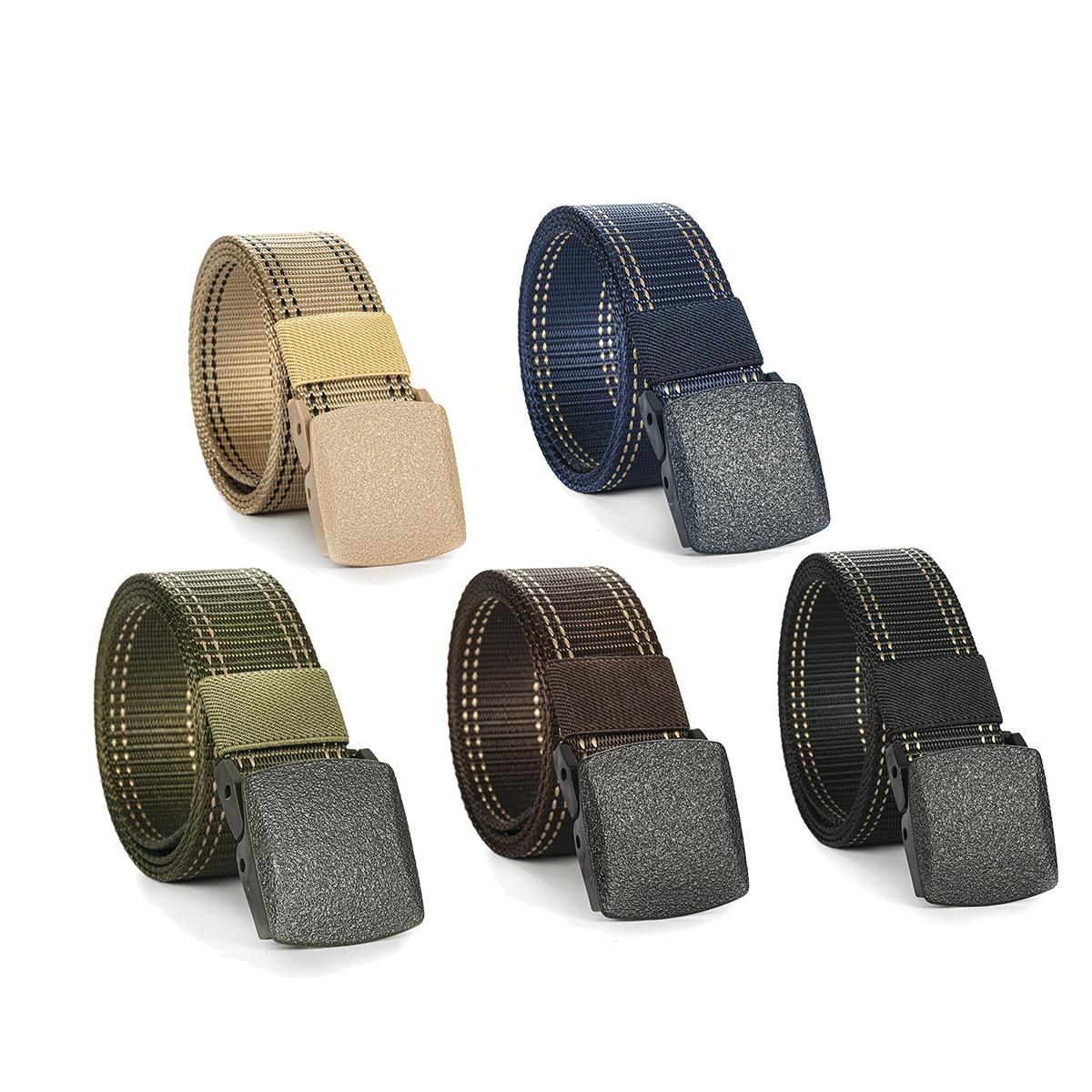 Nylon Belt Casual Sports Belt Automatic Buckle Outdoor Sports Training Belt Pants Belt 3.8cm in Width Black