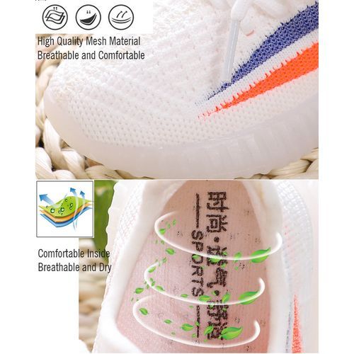 Mesh Breathable Shock-absorbing Children's Sports Shoes White