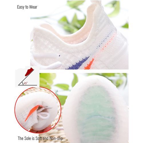 Mesh Breathable Shock-absorbing Children's Sports Shoes White